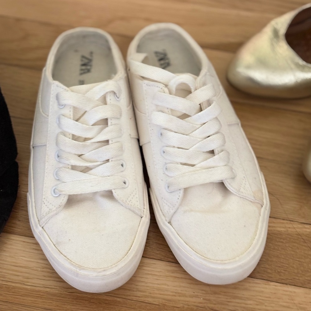 Zara Women's slip on backless White Sneakers